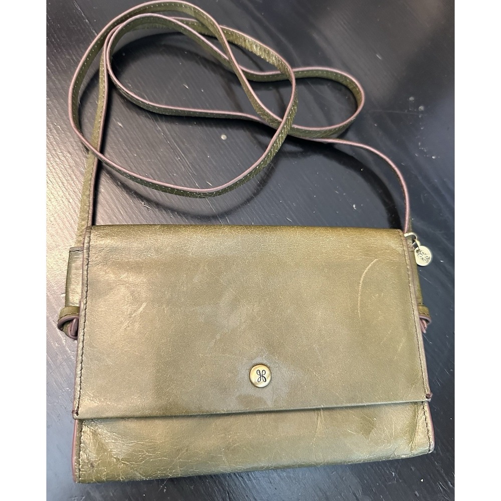 ~HOBO INTERNATIONAL Purse Green‎ Leather Slim Crossbody Organizer Purse